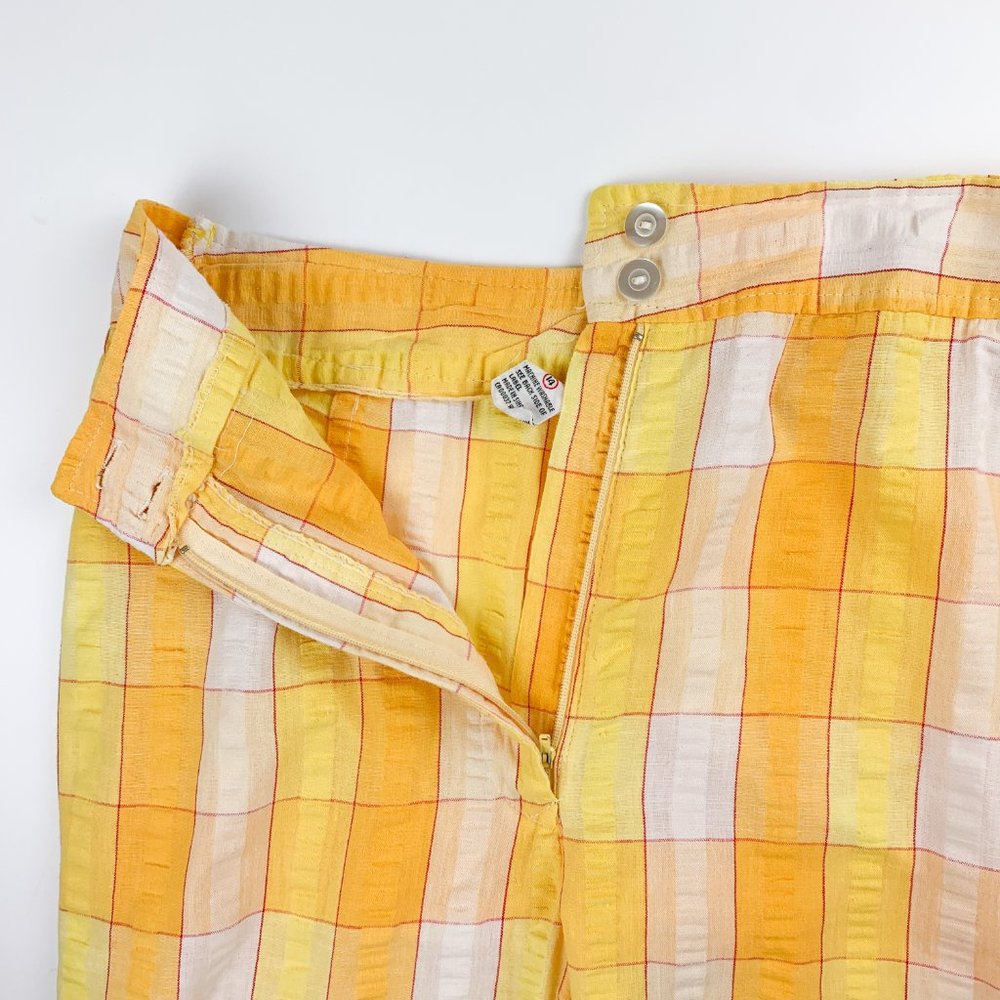 Vintage 60s 70s Plaid High Waisted Flare Pants - Picture 8 of 9